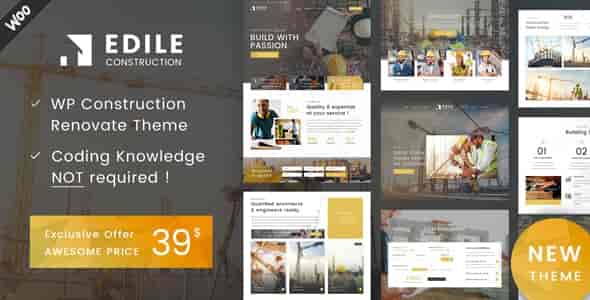 Edile construction WordPress theme for contractors and construction companies