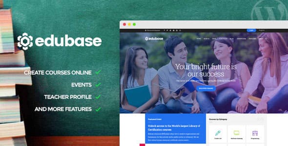 Edubase education WordPress theme demo showcasing a clean academic website layout