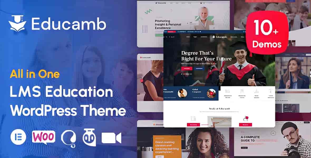 Educamb LMS Education WordPress Theme demo preview on desktop