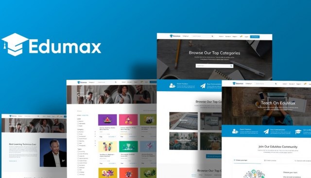 Edumax WordPress LMS theme homepage for online course portal