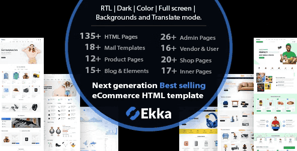 Ekka ecommerce HTML template with admin dashboard built on Bootstrap 5