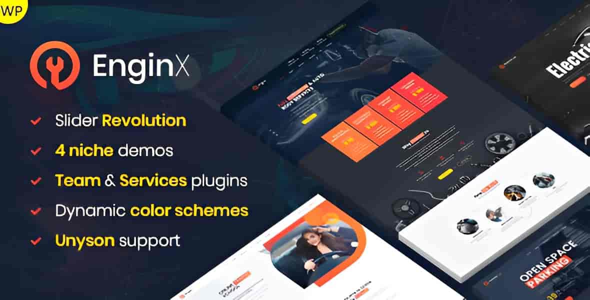 EnginX auto repair WordPress theme homepage preview