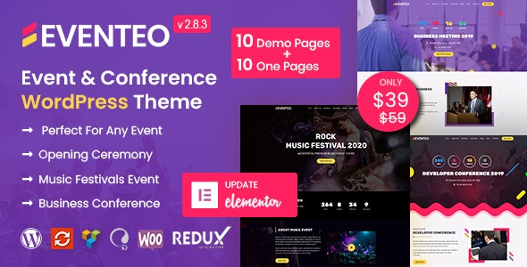 Eventeo event and conference WordPress theme demo preview