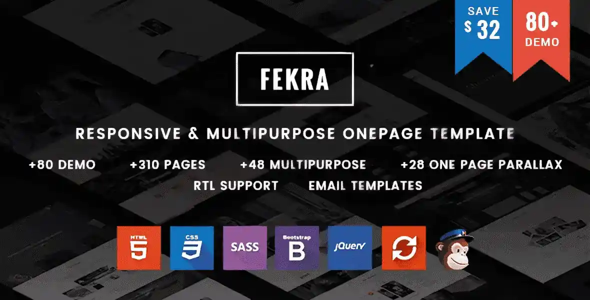 Fekra responsive multi-page HTML5 template homepage preview