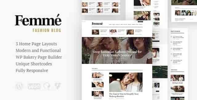 Femme fashion blog and magazine WordPress theme