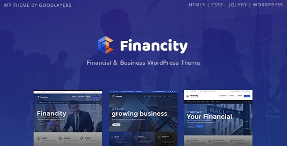 Financity finance WordPress theme dashboard preview