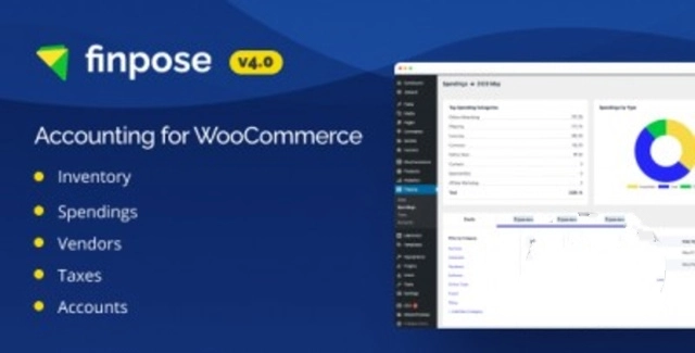 Finpose PRO WooCommerce accounting plugin dashboard showing financial modules and reports
