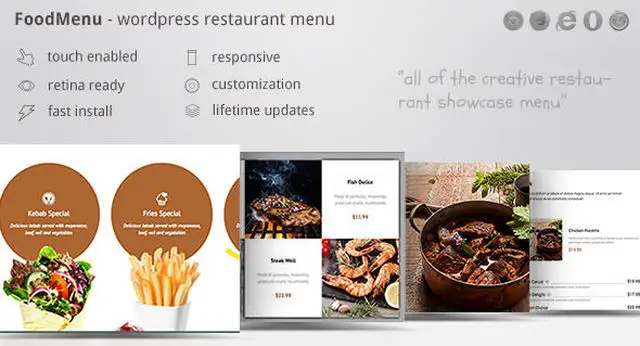 FoodMenu responsive WordPress restaurant menu plugin interface
