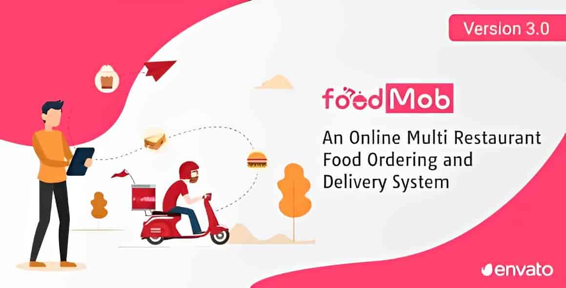 FoodMob multi restaurant food ordering and delivery system with contactless QR code menu interface