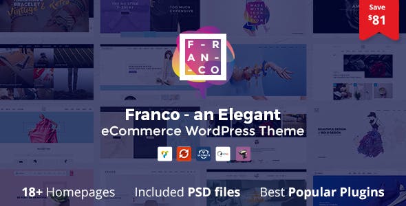Franco WooCommerce WordPress theme homepage layout