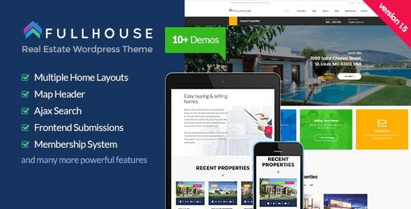 FullHouse responsive real estate WordPress theme preview
