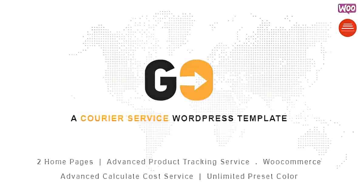 GO Courier WordPress theme homepage layout for delivery and shipping companies