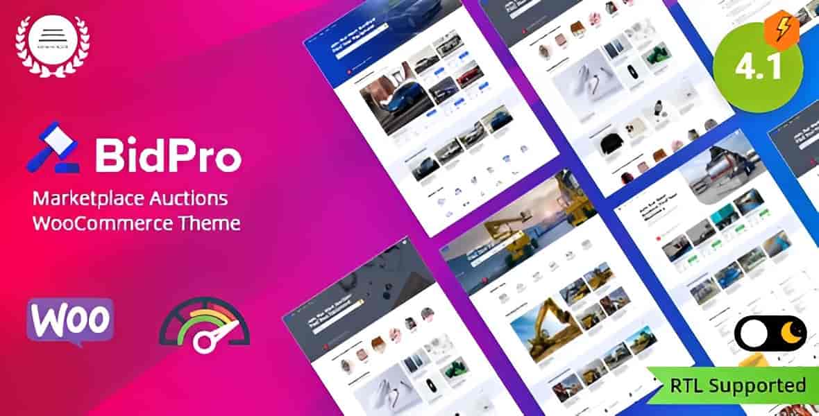 GRBid multi-vendor auction WordPress theme dashboard preview