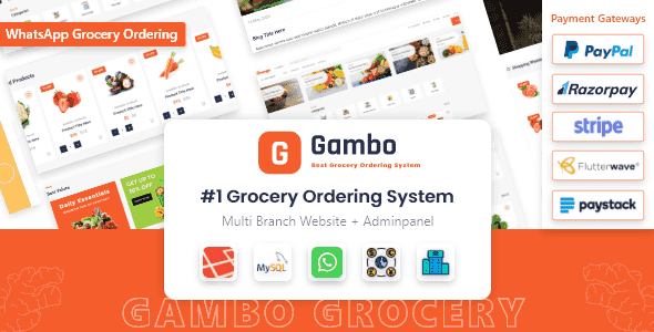 Online grocery PHP script with WhatsApp order integration and Elementor PRO customization