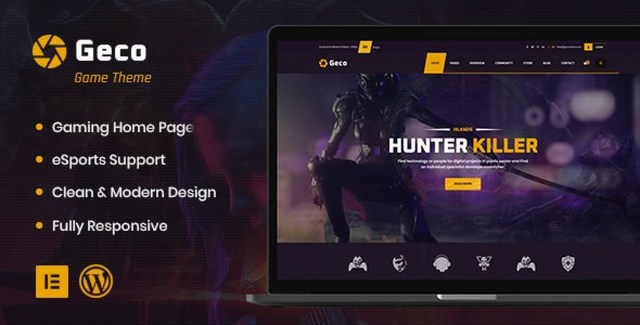 Geco esports and gaming WordPress theme dashboard preview