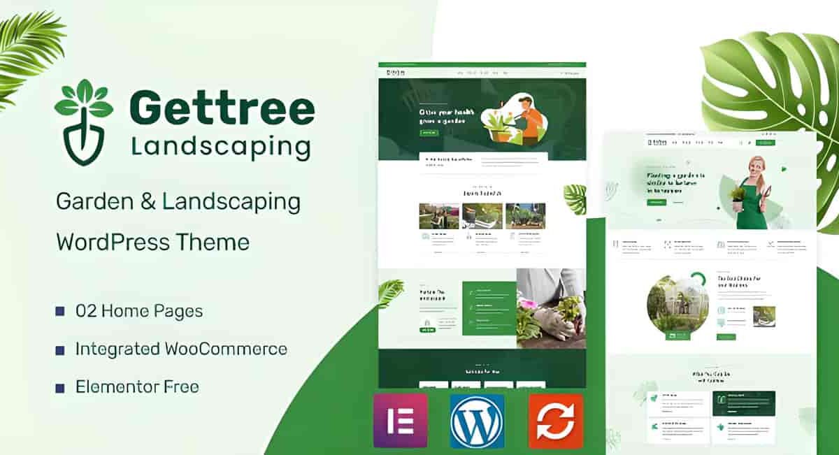 Gettree garden and landscaping WordPress theme homepage preview