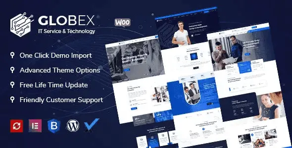 Globex IT solutions WordPress theme for startups and IT services