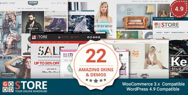 GoodStore WooCommerce theme homepage demo with responsive e-commerce store layout