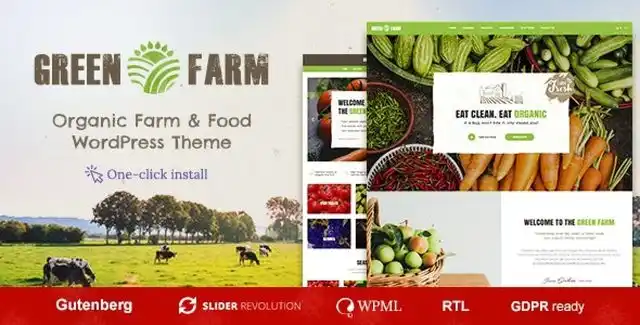 Green Farm organic food WordPress theme website layout