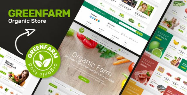 Greenfarm organic WooCommerce WordPress theme homepage layout preview
