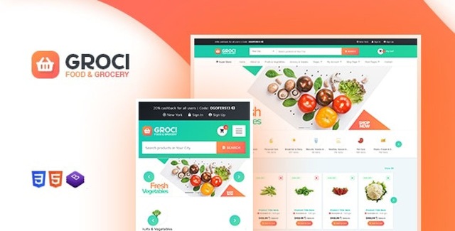 Groci organic food and grocery WordPress theme preview for WooCommerce