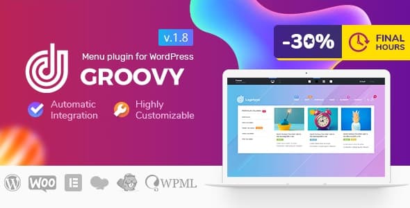 Groovy Menu WordPress Mega Menu Plugin interface showing navigation customization options