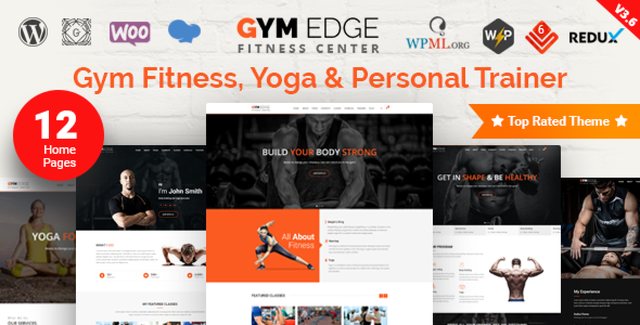 Gym Edge gym fitness WordPress theme homepage layout preview