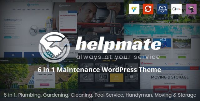 Helpmate 6 in 1 maintenance WordPress theme preview