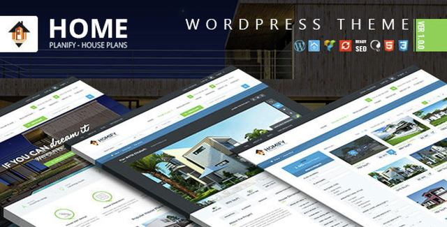 Home Planify WordPress real estate theme demo showcasing home plan listings and property layouts