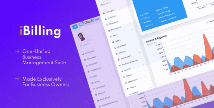 IBilling CRM and billing software PHP dashboard interface