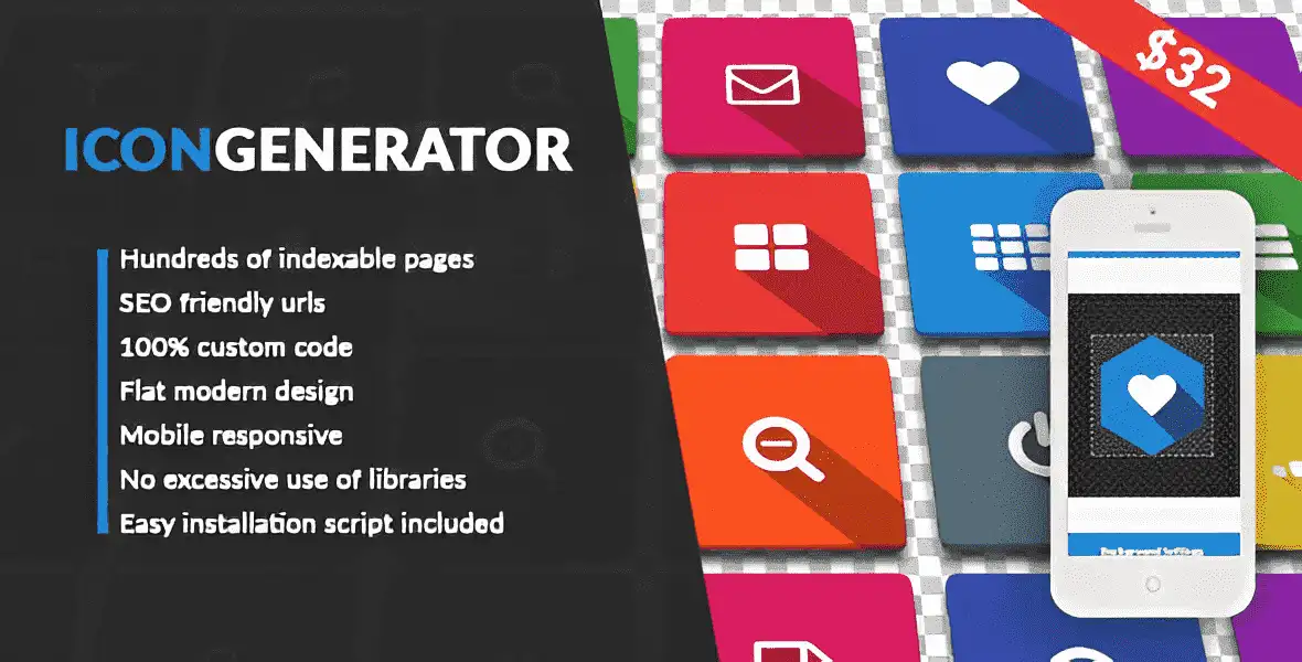 FontAwesome 6.0 PNG Downloader icon generator PHP script interface showing icon preview and download options