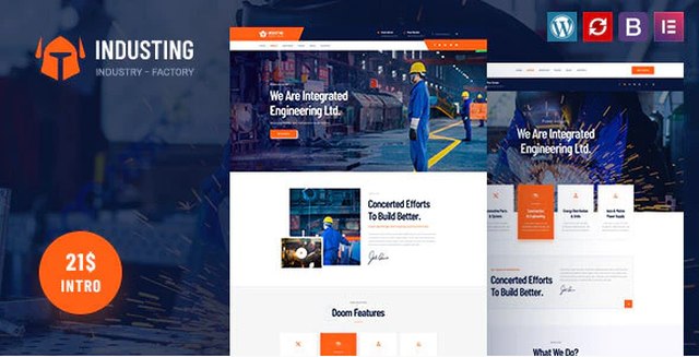 Industing factory and industrial WordPress theme preview