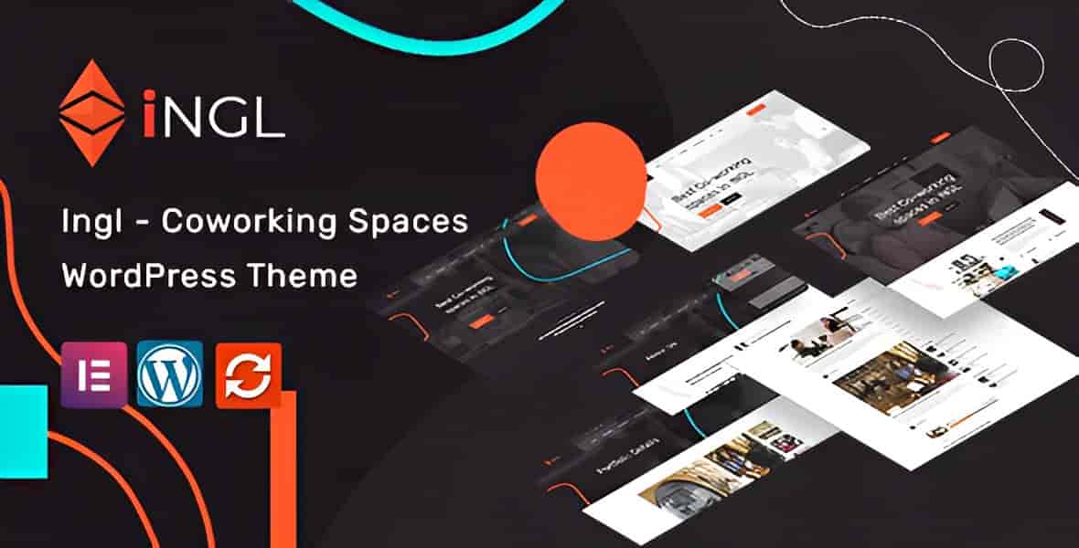 Ingl coworking spaces WordPress theme showcasing modern shared office workspace design