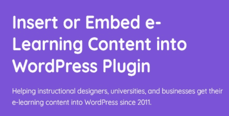 WordPress plugin interface showing embedded Articulate Storyline e-learning course