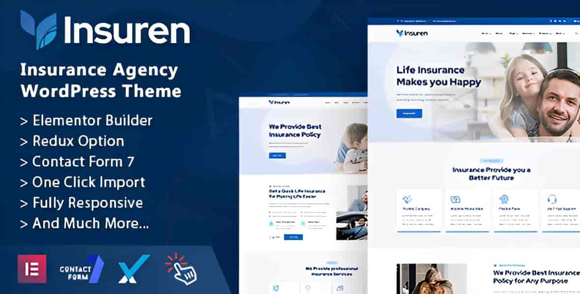 Insuren insurance agency WordPress theme professional website design