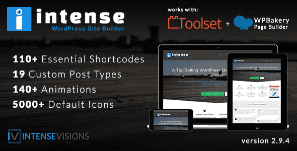 Intense WordPress plugin interface showing shortcode builder and custom post type options
