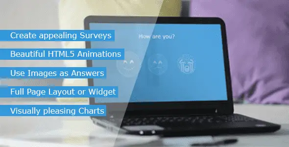 JM Survey & Quiz WordPress plugin interface showing multi-step survey builder with conditional logic and chart visualization
