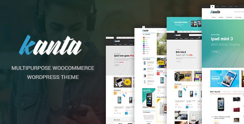 Kanta multipurpose WooCommerce WordPress theme homepage demo showing product grid, slider, and navigation