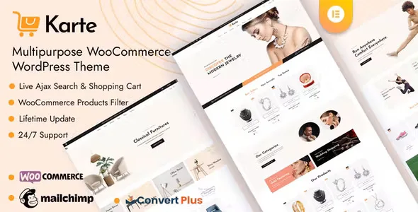 Karte multipurpose WooCommerce WordPress theme built with Elementor for online stores
