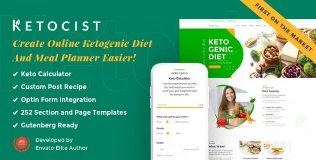 Ketocist keto diet WordPress theme dashboard preview
