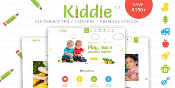 Kiddie preschool and kindergarten WordPress theme preview