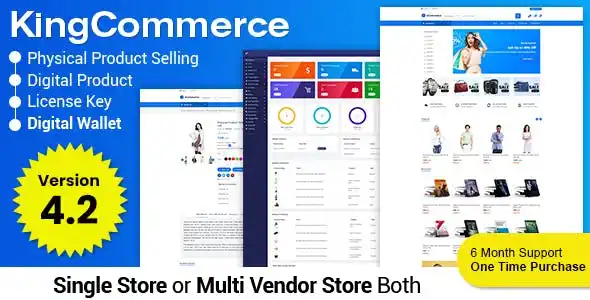 KingCommerce multi vendor ecommerce PHP script admin dashboard