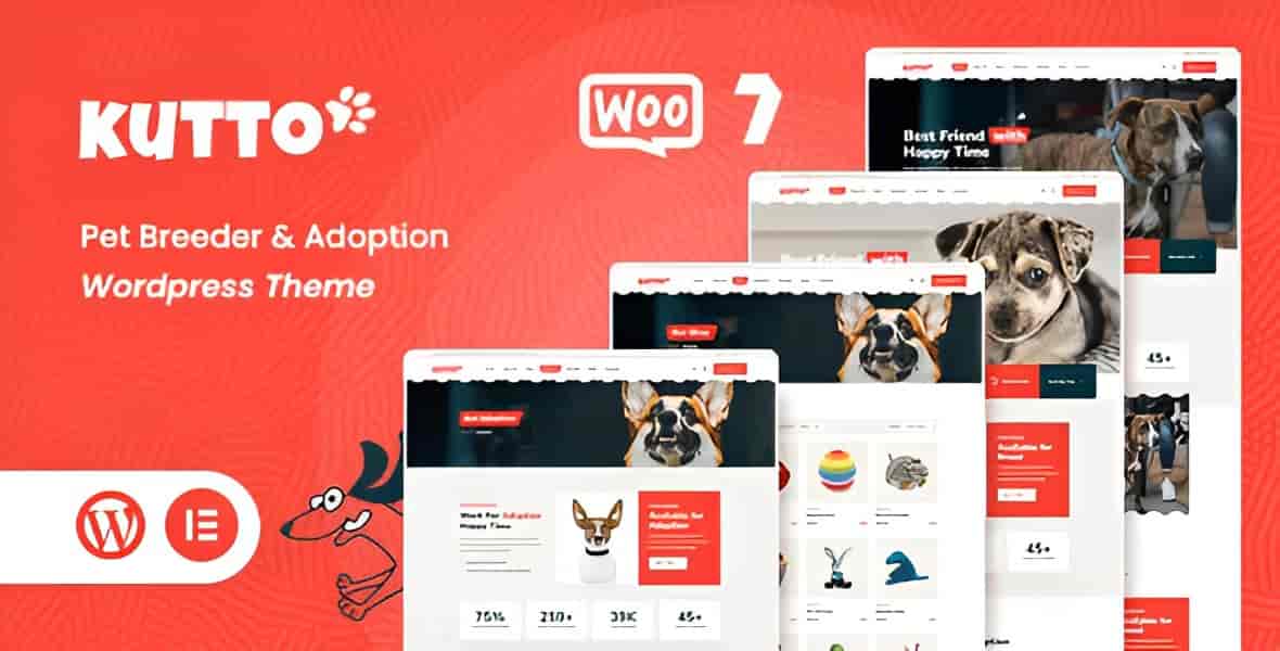 Kutto pet breeder and adoption WordPress theme demo preview
