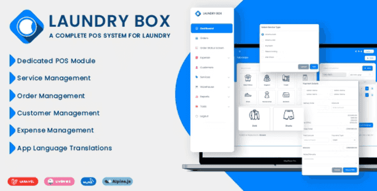 Laundry POS system PHP script dashboard for order management