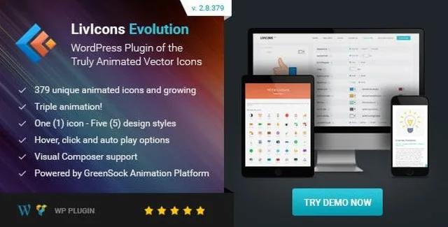 LivIcons Evolution animated vector icon set for WordPress