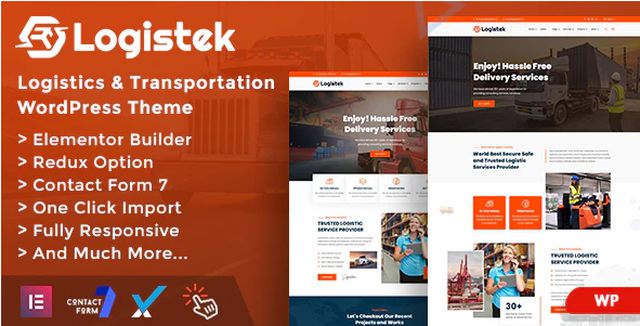 Logistek logistics WordPress theme homepage preview