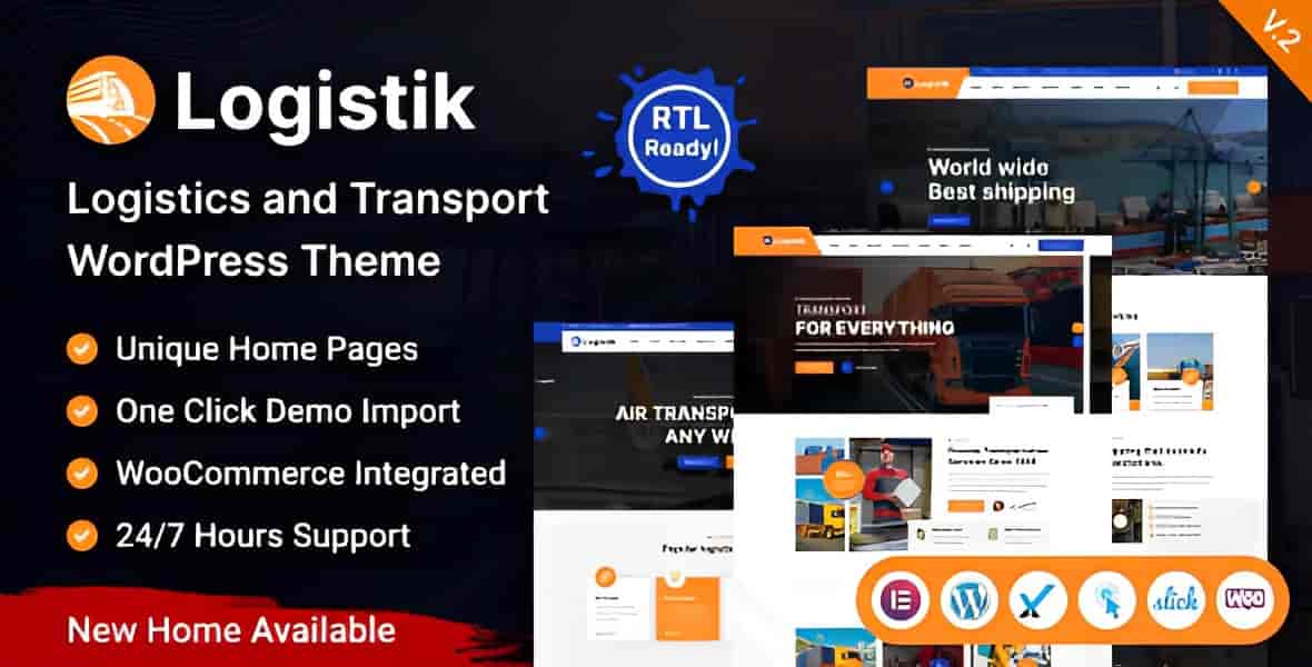 Logistik transport and logistics WordPress theme homepage layout