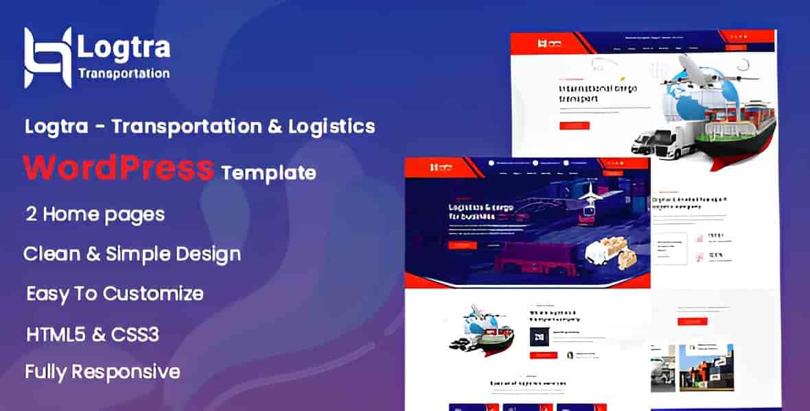 Logtra transportation and logistics WordPress theme homepage preview