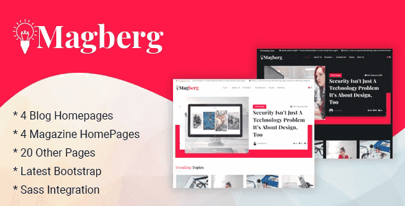 Magberg blog and magazine HTML template preview with modern responsive design