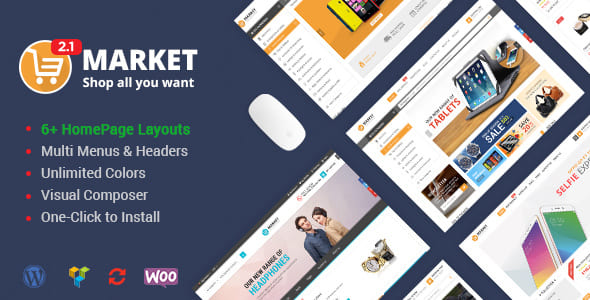 Market WooCommerce fashion theme homepage layout